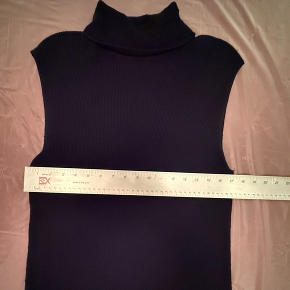 Jones New York Dark Navy Ribbed Turtleneck Tank Top Sweater Size XL - Picture 5 of 7